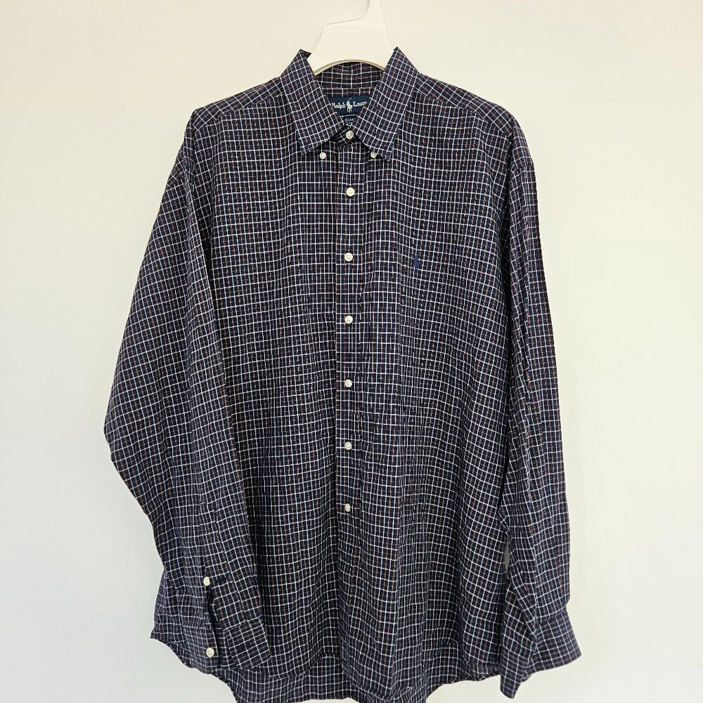 Ralph Lauren Blake Blue Plaid Button Down Dress Shirt